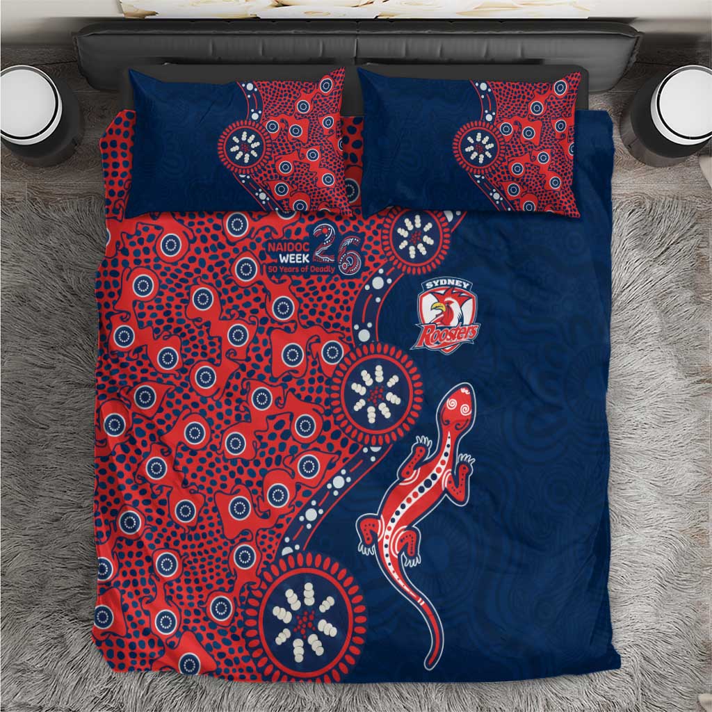 Sydney Roosters NAIDOC Week 2026 Bedding Set Aboriginal Lizard Dot Painting - 50 Years of Deadly