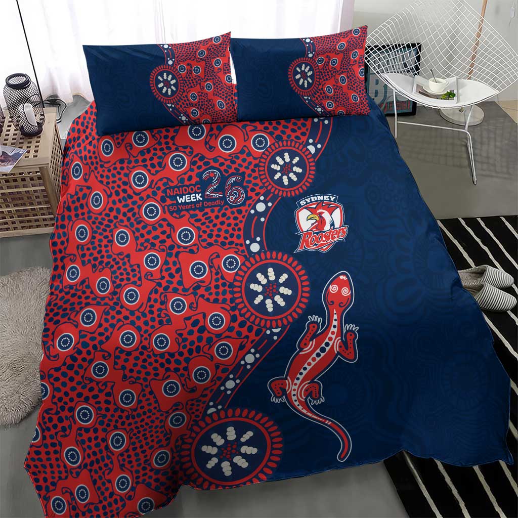 Sydney Roosters NAIDOC Week 2026 Bedding Set Aboriginal Lizard Dot Painting - 50 Years of Deadly