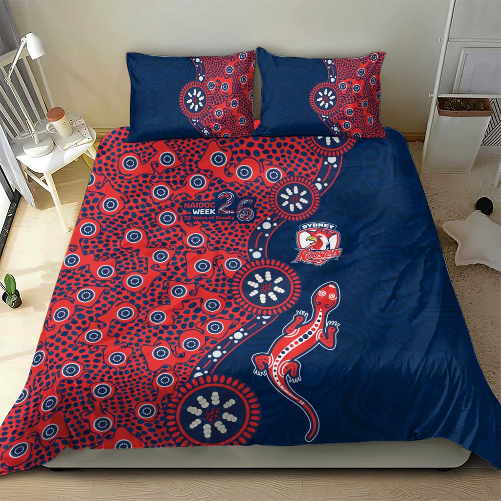 Sydney Roosters NAIDOC Week 2026 Bedding Set Aboriginal Lizard Dot Painting - 50 Years of Deadly