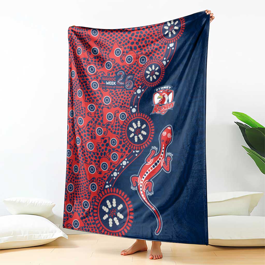 Sydney Roosters NAIDOC Week 2026 Blanket Aboriginal Lizard Dot Painting - 50 Years of Deadly