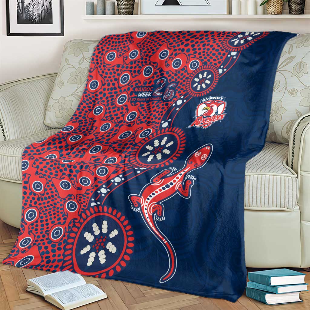Sydney Roosters NAIDOC Week 2026 Blanket Aboriginal Lizard Dot Painting - 50 Years of Deadly