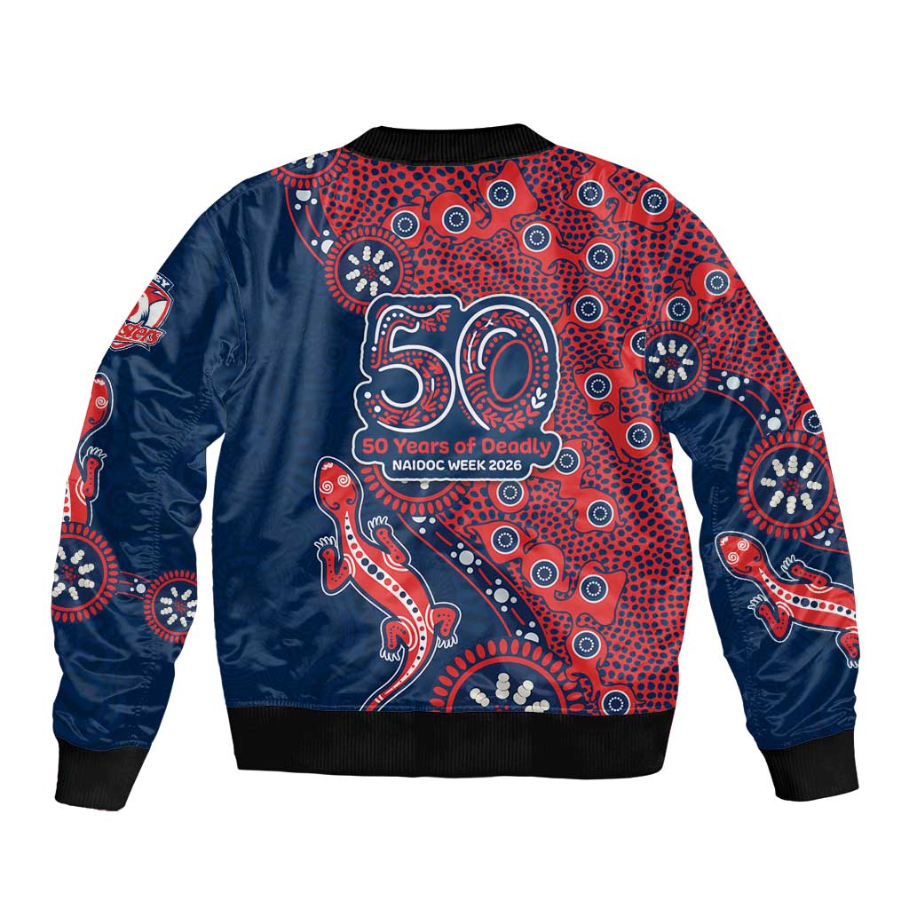Sydney Roosters NAIDOC Week 2026 Bomber Jacket Aboriginal Lizard Dot Painting - 50 Years of Deadly