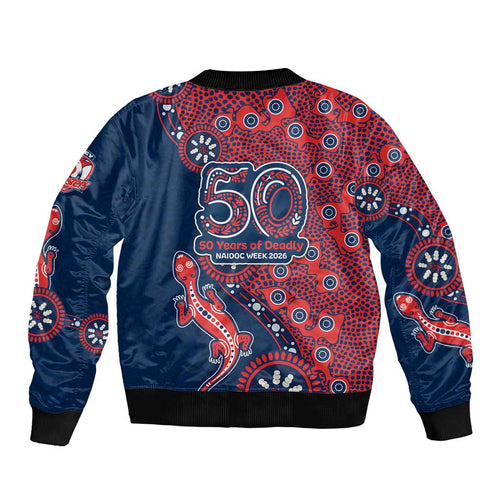 Sydney Roosters NAIDOC Week 2026 Bomber Jacket Aboriginal Lizard Dot Painting - 50 Years of Deadly