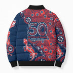 Sydney Roosters NAIDOC Week 2026 Bomber Puffer Jacket Aboriginal Lizard Dot Painting - 50 Years of Deadly