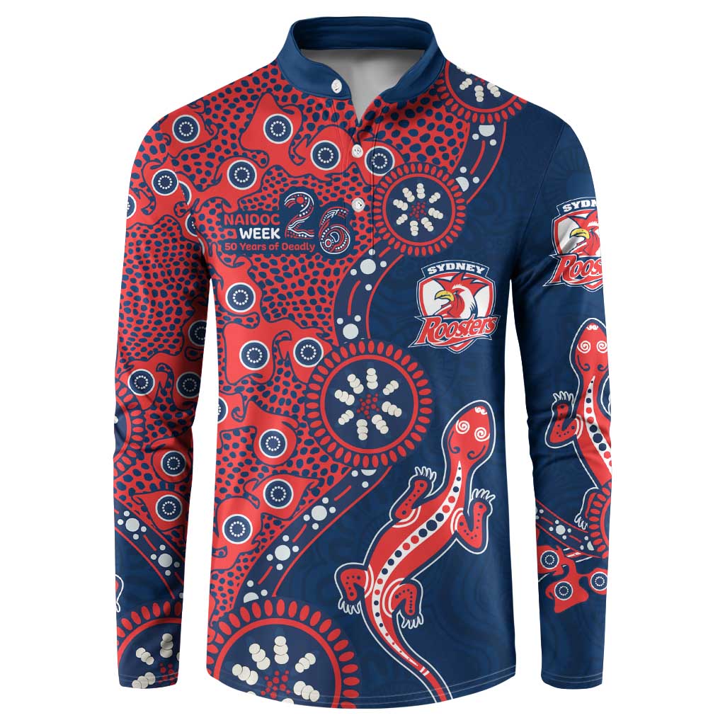 Sydney Roosters NAIDOC Week 2026 Button Sweatshirt Aboriginal Lizard Dot Painting - 50 Years of Deadly