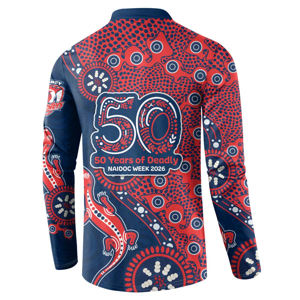 Sydney Roosters NAIDOC Week 2026 Button Sweatshirt Aboriginal Lizard Dot Painting - 50 Years of Deadly