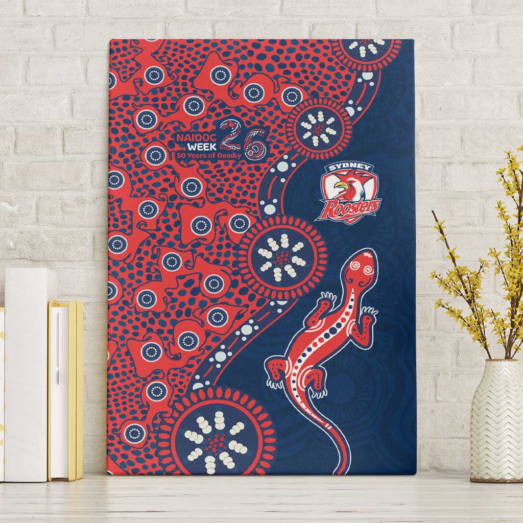 Sydney Roosters NAIDOC Week 2026 Canvas Wall Art Aboriginal Lizard Dot Painting - 50 Years of Deadly