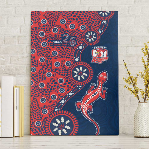 Sydney Roosters NAIDOC Week 2026 Canvas Wall Art Aboriginal Lizard Dot Painting - 50 Years of Deadly