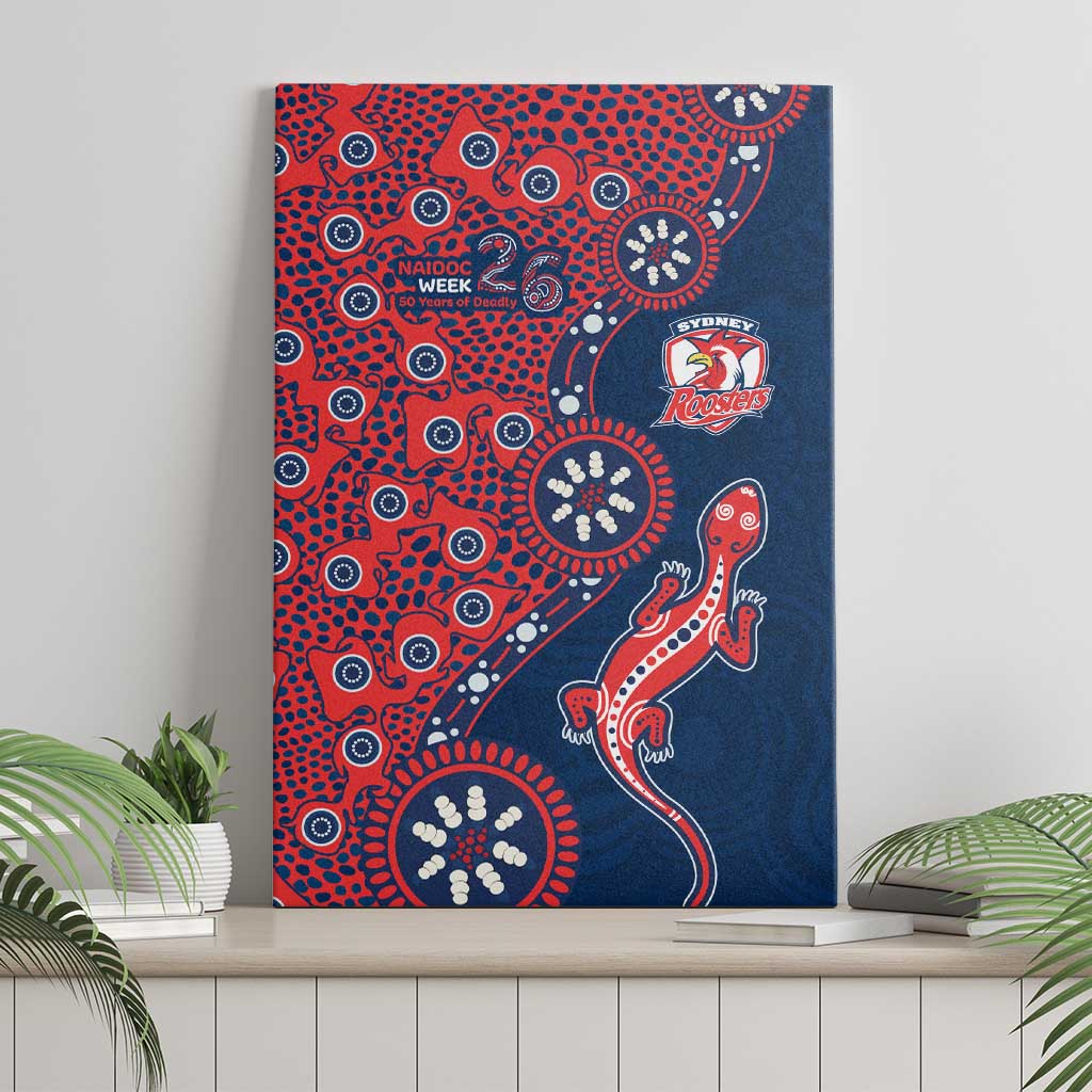Sydney Roosters NAIDOC Week 2026 Canvas Wall Art Aboriginal Lizard Dot Painting - 50 Years of Deadly