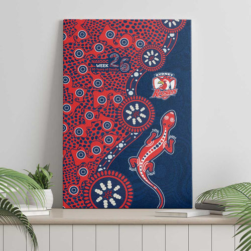 Sydney Roosters NAIDOC Week 2026 Canvas Wall Art Aboriginal Lizard Dot Painting - 50 Years of Deadly