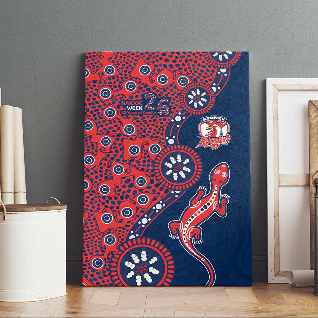 Sydney Roosters NAIDOC Week 2026 Canvas Wall Art Aboriginal Lizard Dot Painting - 50 Years of Deadly