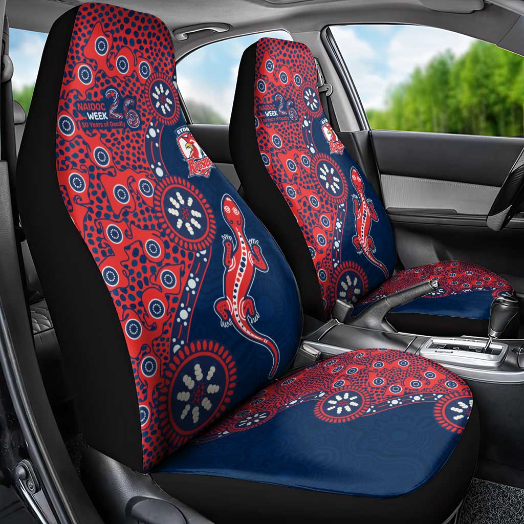 Sydney Roosters NAIDOC Week 2026 Car Seat Cover Aboriginal Lizard Dot Painting - 50 Years of Deadly