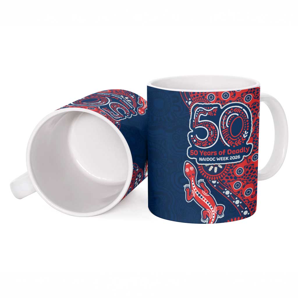 Sydney Roosters NAIDOC Week 2026 Ceramic Mug Aboriginal Lizard Dot Painting - 50 Years of Deadly