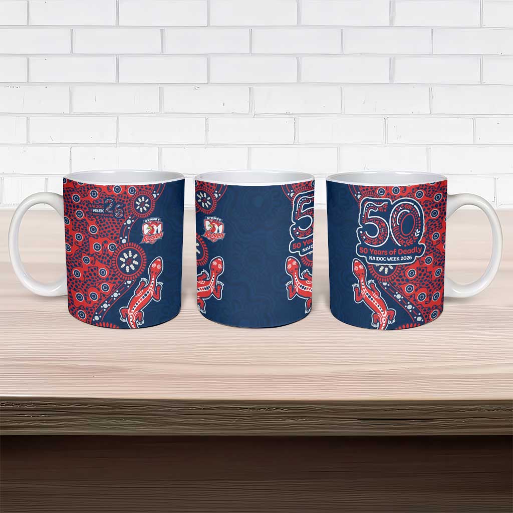 Sydney Roosters NAIDOC Week 2026 Ceramic Mug Aboriginal Lizard Dot Painting - 50 Years of Deadly