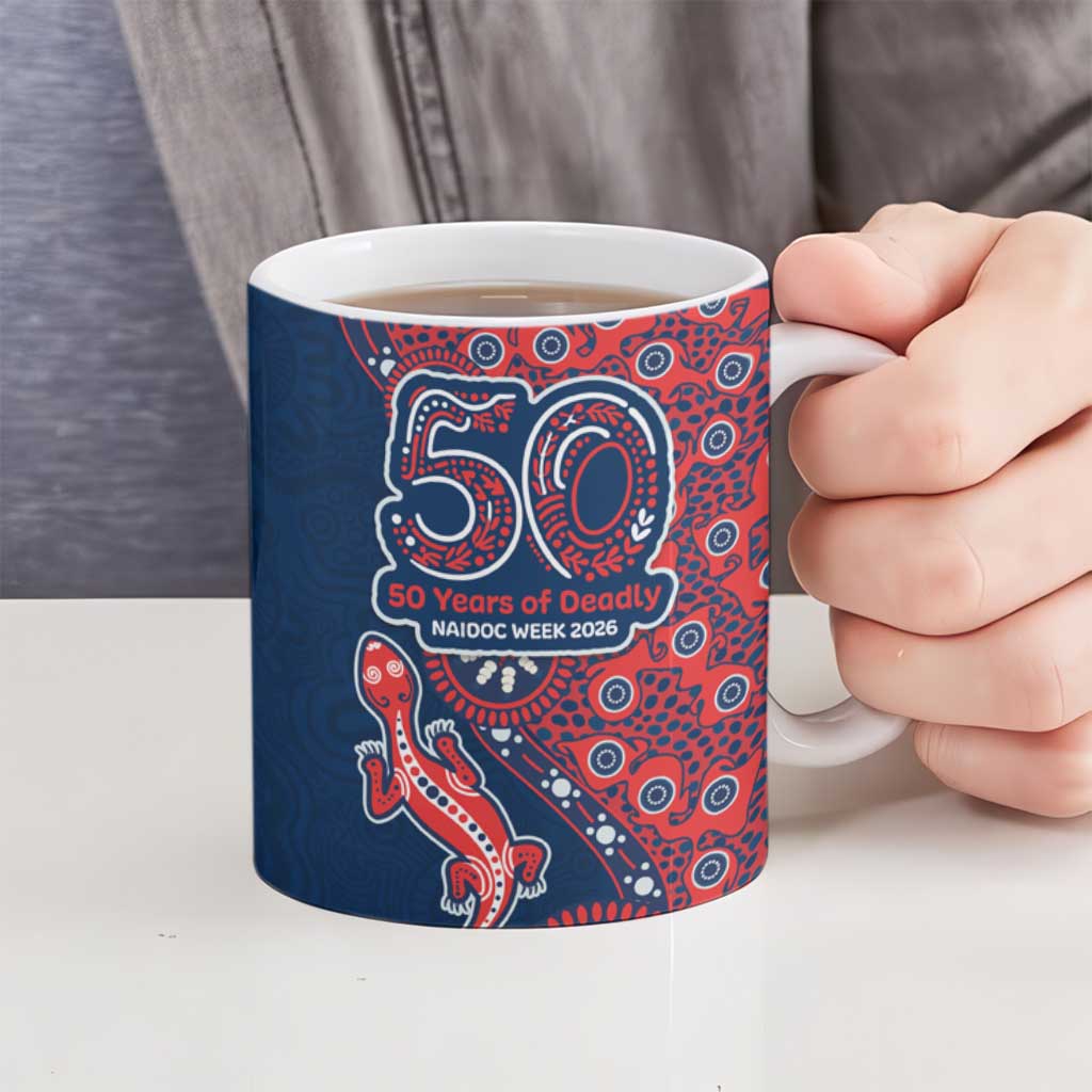 Sydney Roosters NAIDOC Week 2026 Ceramic Mug Aboriginal Lizard Dot Painting - 50 Years of Deadly