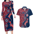 Sydney Roosters NAIDOC Week 2026 Couples Matching Long Sleeve Bodycon Dress and Hawaiian Shirt Aboriginal Lizard Dot Painting - 50 Years of Deadly