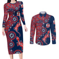 Sydney Roosters NAIDOC Week 2026 Couples Matching Long Sleeve Bodycon Dress and Long Sleeve Button Shirt Aboriginal Lizard Dot Painting - 50 Years of Deadly