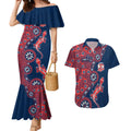 Sydney Roosters NAIDOC Week 2026 Couples Matching Mermaid Dress and Hawaiian Shirt Aboriginal Lizard Dot Painting - 50 Years of Deadly
