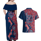 Sydney Roosters NAIDOC Week 2026 Couples Matching Off Shoulder Maxi Dress and Hawaiian Shirt Aboriginal Lizard Dot Painting - 50 Years of Deadly