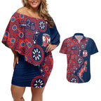 Sydney Roosters NAIDOC Week 2026 Couples Matching Off Shoulder Short Dress and Hawaiian Shirt Aboriginal Lizard Dot Painting - 50 Years of Deadly