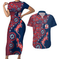 Sydney Roosters NAIDOC Week 2026 Couples Matching Short Sleeve Bodycon Dress and Hawaiian Shirt Aboriginal Lizard Dot Painting - 50 Years of Deadly