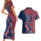 Sydney Roosters NAIDOC Week 2026 Couples Matching Short Sleeve Bodycon Dress and Hawaiian Shirt Aboriginal Lizard Dot Painting - 50 Years of Deadly