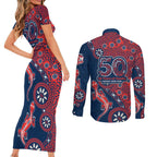 Sydney Roosters NAIDOC Week 2026 Couples Matching Short Sleeve Bodycon Dress and Long Sleeve Button Shirt Aboriginal Lizard Dot Painting - 50 Years of Deadly