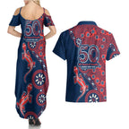 Sydney Roosters NAIDOC Week 2026 Couples Matching Summer Maxi Dress and Hawaiian Shirt Aboriginal Lizard Dot Painting - 50 Years of Deadly