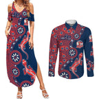 Sydney Roosters NAIDOC Week 2026 Couples Matching Summer Maxi Dress and Long Sleeve Button Shirt Aboriginal Lizard Dot Painting - 50 Years of Deadly