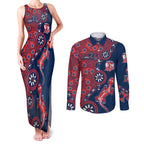 Sydney Roosters NAIDOC Week 2026 Couples Matching Tank Maxi Dress and Long Sleeve Button Shirt Aboriginal Lizard Dot Painting - 50 Years of Deadly
