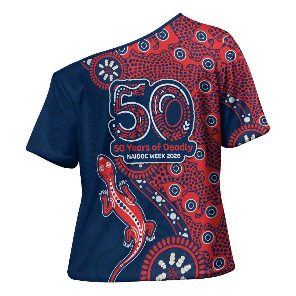 Sydney Roosters NAIDOC Week 2026 Cross Shoulder Shirt Aboriginal Lizard Dot Painting - 50 Years of Deadly