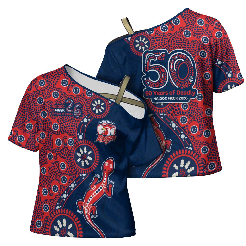 Sydney Roosters NAIDOC Week 2026 Cross Shoulder Shirt Aboriginal Lizard Dot Painting - 50 Years of Deadly