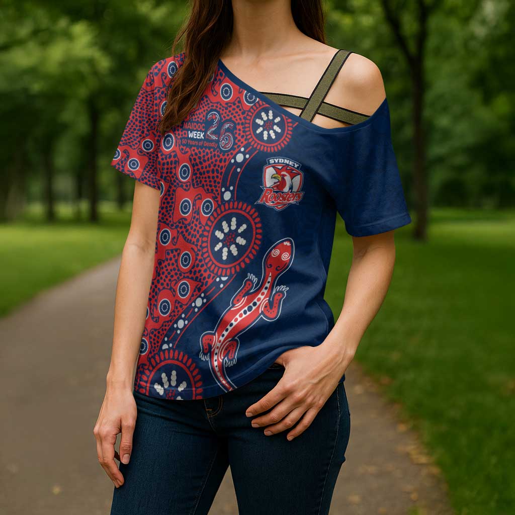 Sydney Roosters NAIDOC Week 2026 Cross Shoulder Shirt Aboriginal Lizard Dot Painting - 50 Years of Deadly