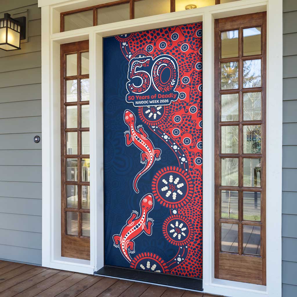 Sydney Roosters NAIDOC Week 2026 Door Cover Aboriginal Lizard Dot Painting - 50 Years of Deadly