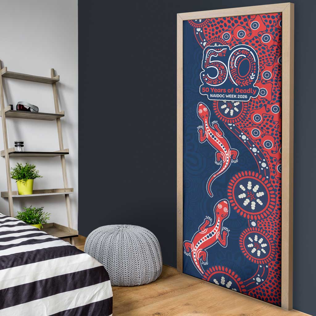 Sydney Roosters NAIDOC Week 2026 Door Cover Aboriginal Lizard Dot Painting - 50 Years of Deadly