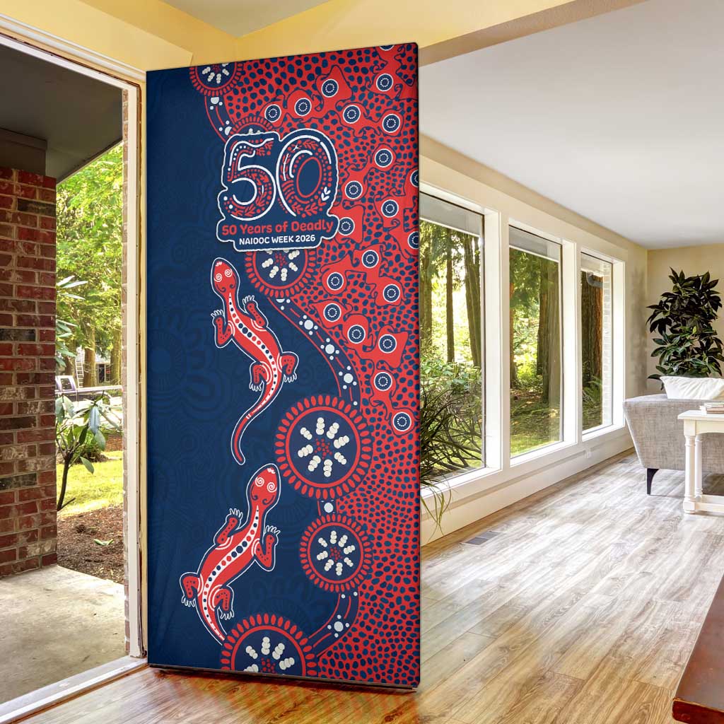 Sydney Roosters NAIDOC Week 2026 Door Cover Aboriginal Lizard Dot Painting - 50 Years of Deadly