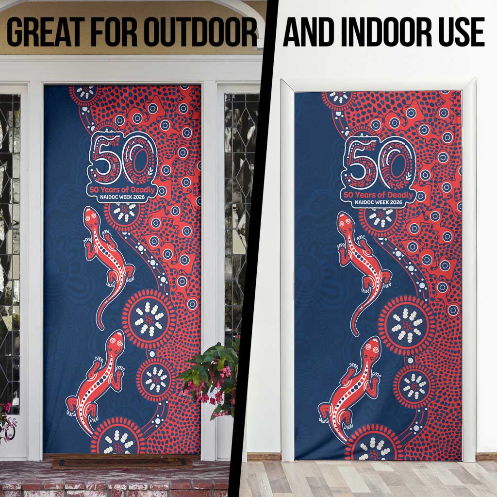 Sydney Roosters NAIDOC Week 2026 Door Cover Aboriginal Lizard Dot Painting - 50 Years of Deadly