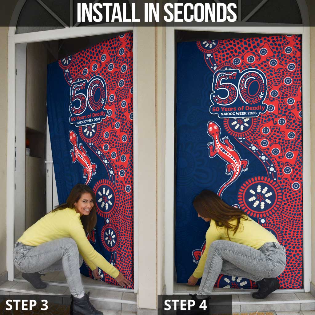 Sydney Roosters NAIDOC Week 2026 Door Cover Aboriginal Lizard Dot Painting - 50 Years of Deadly