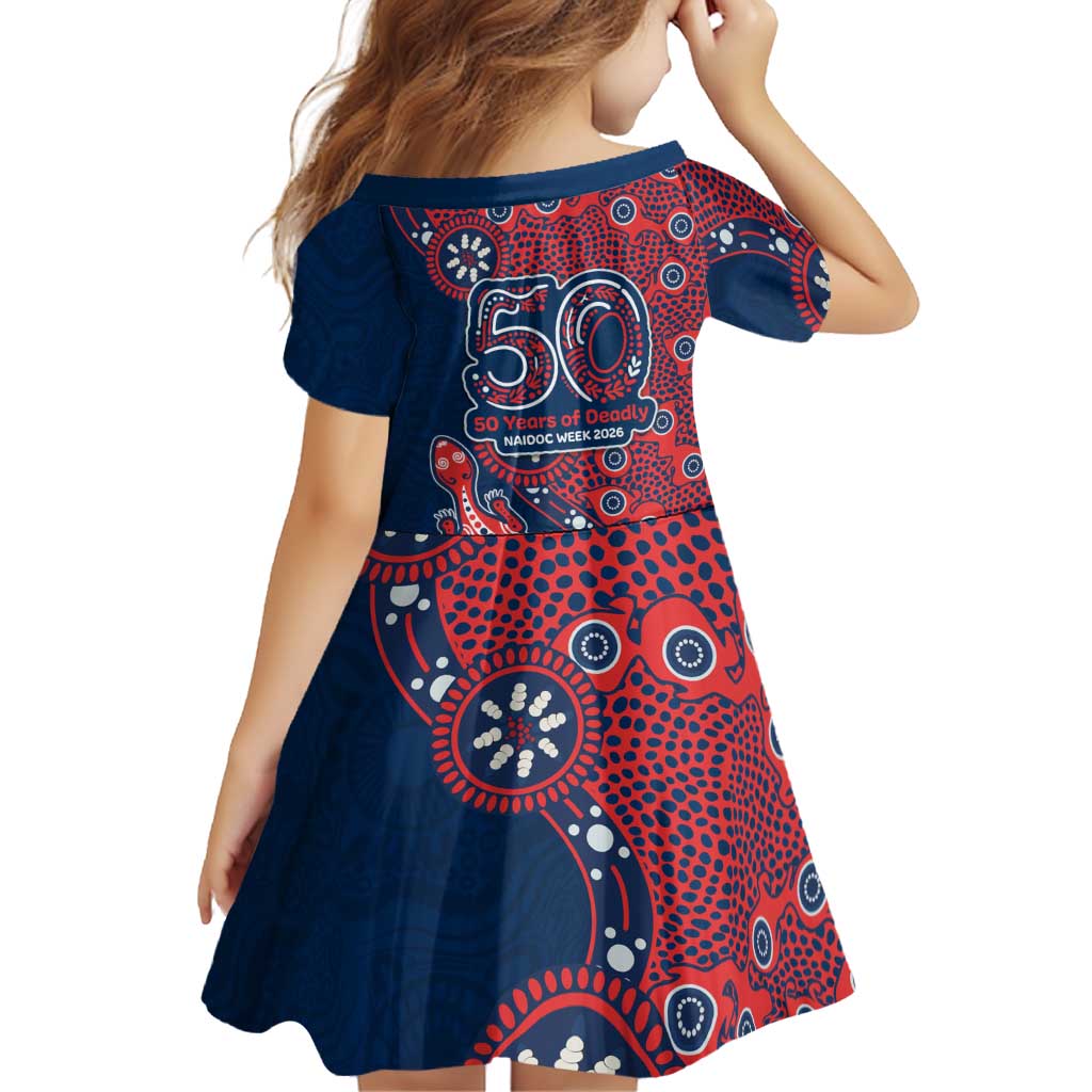 Sydney Roosters NAIDOC Week 2026 Family Matching Long Sleeve Bodycon Dress and Hawaiian Shirt Aboriginal Lizard Dot Painting - 50 Years of Deadly