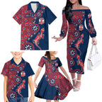 Sydney Roosters NAIDOC Week 2026 Family Matching Off The Shoulder Long Sleeve Dress and Hawaiian Shirt Aboriginal Lizard Dot Painting - 50 Years of Deadly