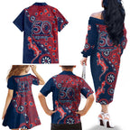Sydney Roosters NAIDOC Week 2026 Family Matching Off The Shoulder Long Sleeve Dress and Hawaiian Shirt Aboriginal Lizard Dot Painting - 50 Years of Deadly