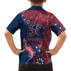 Sydney Roosters NAIDOC Week 2026 Family Matching Off Shoulder Maxi Dress and Hawaiian Shirt Aboriginal Lizard Dot Painting - 50 Years of Deadly