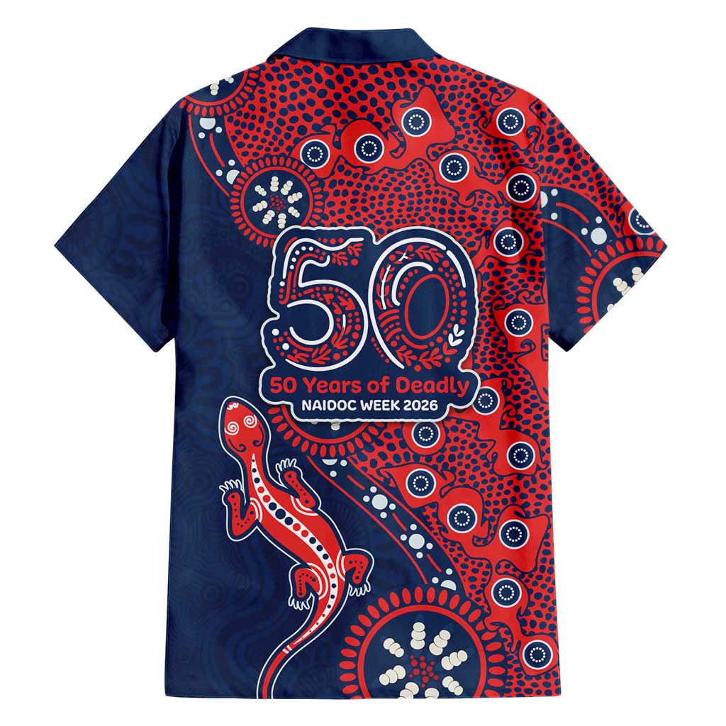 Sydney Roosters NAIDOC Week 2026 Family Matching Off Shoulder Maxi Dress and Hawaiian Shirt Aboriginal Lizard Dot Painting - 50 Years of Deadly