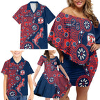 Sydney Roosters NAIDOC Week 2026 Family Matching Off Shoulder Short Dress and Hawaiian Shirt Aboriginal Lizard Dot Painting - 50 Years of Deadly