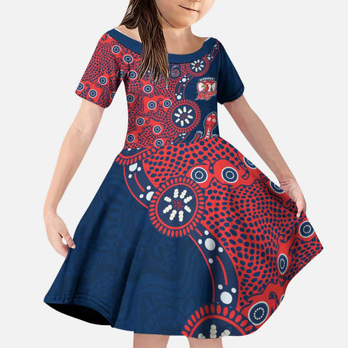 Sydney Roosters NAIDOC Week 2026 Family Matching Off Shoulder Short Dress and Hawaiian Shirt Aboriginal Lizard Dot Painting - 50 Years of Deadly