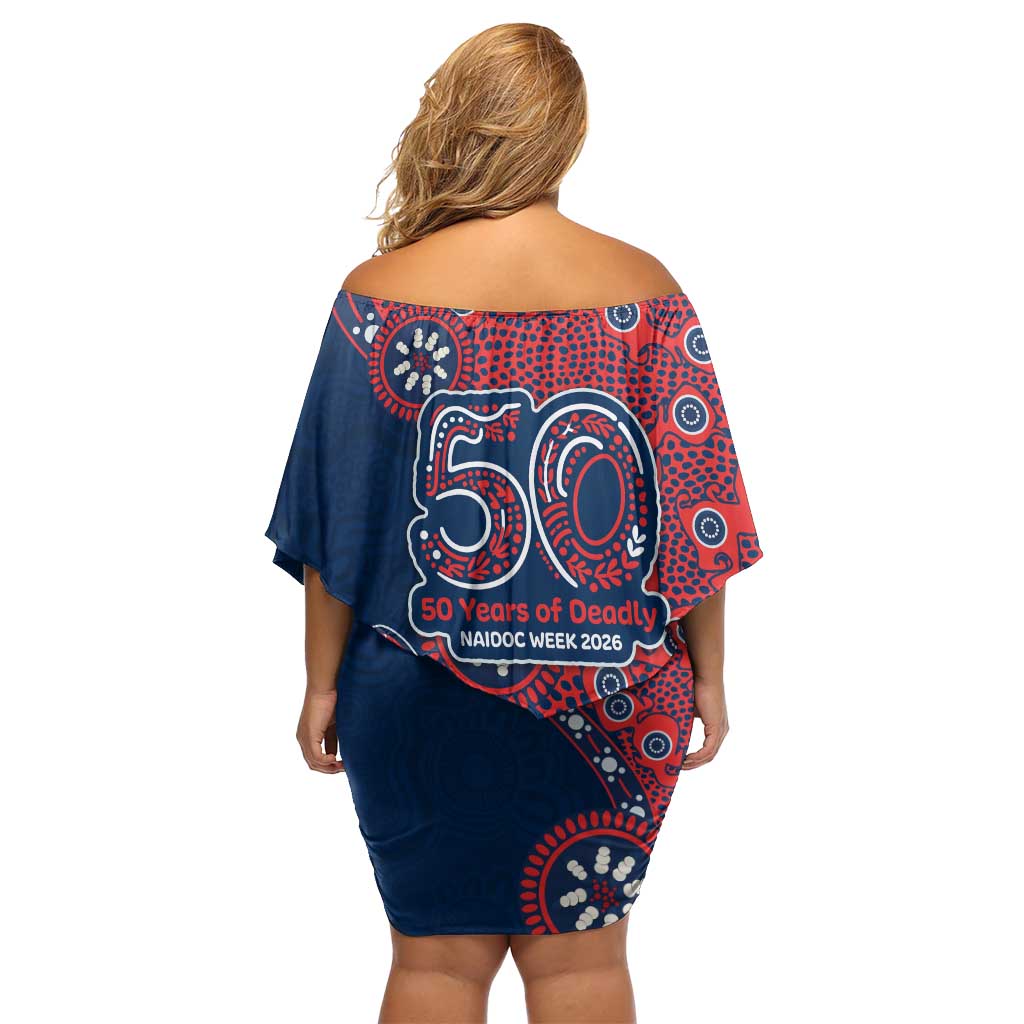 Sydney Roosters NAIDOC Week 2026 Family Matching Off Shoulder Short Dress and Hawaiian Shirt Aboriginal Lizard Dot Painting - 50 Years of Deadly