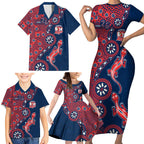 Sydney Roosters NAIDOC Week 2026 Family Matching Short Sleeve Bodycon Dress and Hawaiian Shirt Aboriginal Lizard Dot Painting - 50 Years of Deadly
