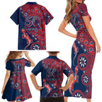 Sydney Roosters NAIDOC Week 2026 Family Matching Short Sleeve Bodycon Dress and Hawaiian Shirt Aboriginal Lizard Dot Painting - 50 Years of Deadly