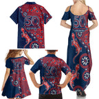 Sydney Roosters NAIDOC Week 2026 Family Matching Summer Maxi Dress and Hawaiian Shirt Aboriginal Lizard Dot Painting - 50 Years of Deadly