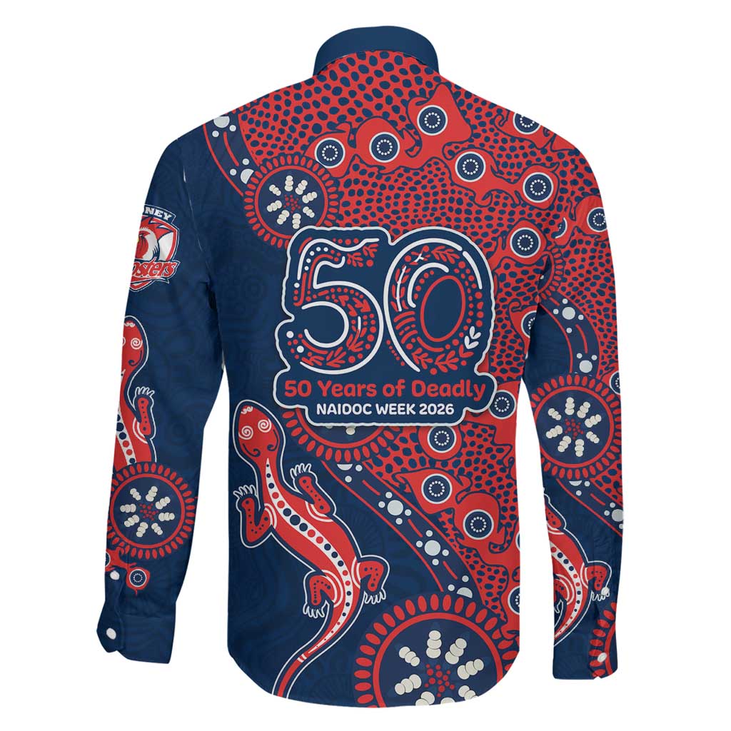 Sydney Roosters NAIDOC Week 2026 Family Matching Summer Maxi Dress and Hawaiian Shirt Aboriginal Lizard Dot Painting - 50 Years of Deadly